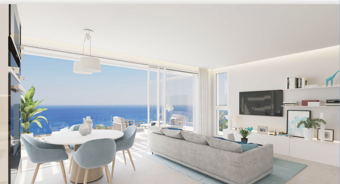 Spektakuläre Aussicht auf das Meer und Gibraltar von dieser neu gebauten Maisonette mit drei Schlafzimmern. Off-Plan-Kauf