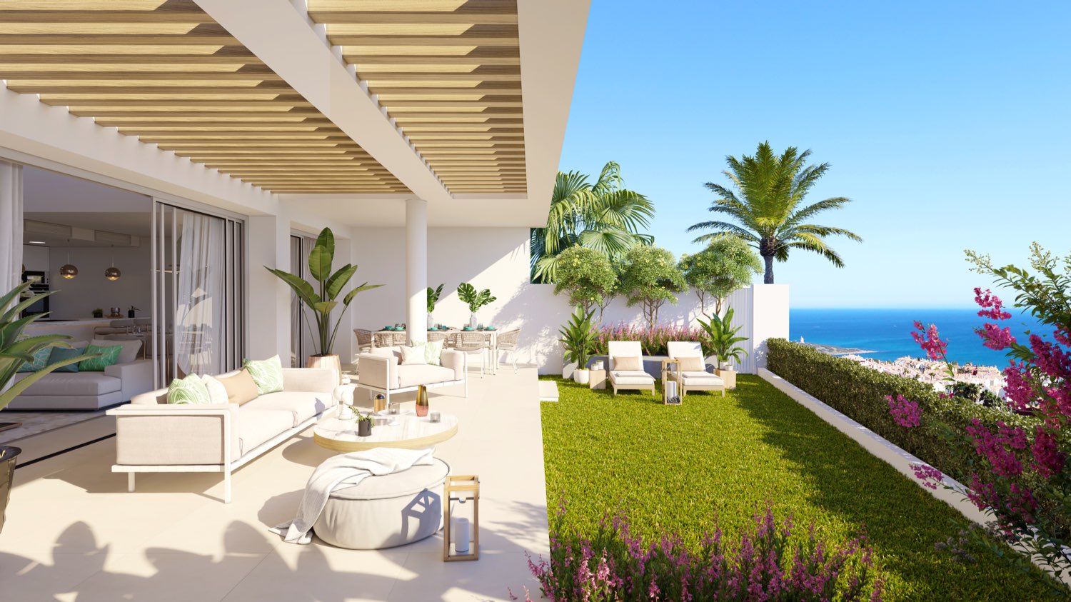 Spektakuläre Aussicht auf das Meer und Gibraltar von diesem neu gebauten Penthouse mit zwei Schlafzimmern. Off-Plan-Kauf
