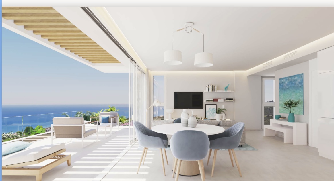 Spectacular sea and Gibraltar views from this newly built two bedroom penthouse. Off-plan purchase
